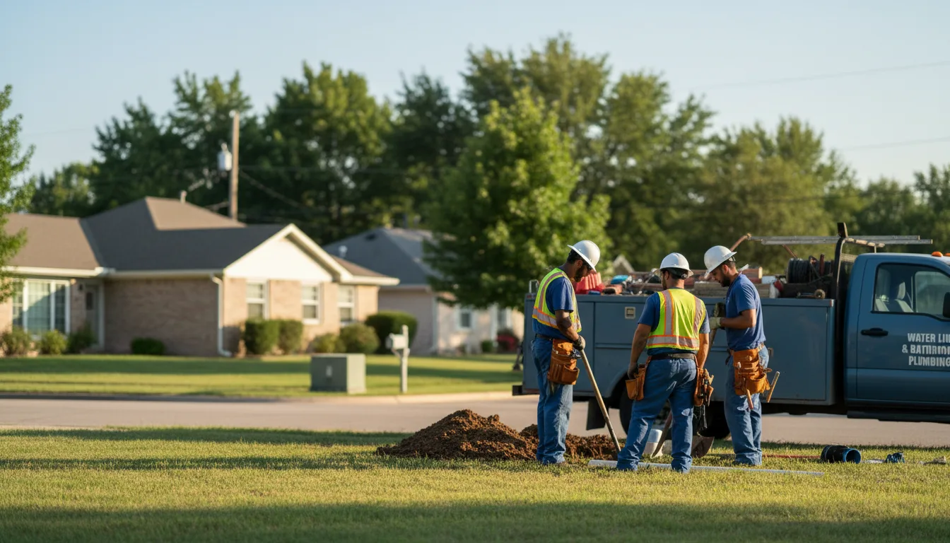 Residential water line and bathroom plumbing service in Runnells, IA